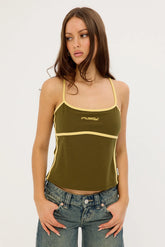 Rusty Freo King Fitted Top Khaki/Pale Banana