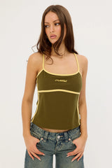 Rusty Freo King Fitted Top Khaki/Pale Banana