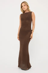 Perfect Stranger Cobana Knit Maxi Dress Brown