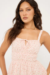 Luck & Trouble Ditsy Floral Isola Mini Dress Pink Floral