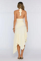 Glowberry Halter Midi Dress Yellow