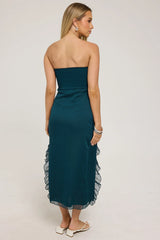 Luck & Trouble Zarlie Ruffle Maxi Dress Emerald Green