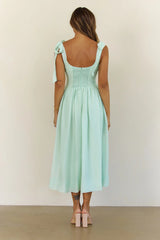 Sweetest Escape Ruched Tie Shoulder Midi Dress Mint