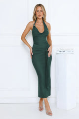 Dusktime Desire Halter Maxi Dress Teal