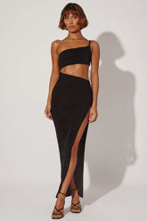 One Shoulder Cut Out Maxi Dress in Black