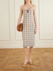 Bow-embellished checked seersucker midi dress