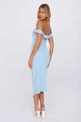 Editorial Mood Off Shoulder Midi Dress Blue