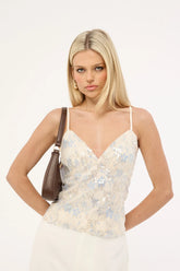 Luck & Trouble Mila Sequin Cami Top Cream