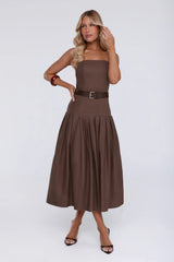Modern Lady Strapless Midi Dress Brown