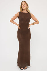 Perfect Stranger Cobana Knit Maxi Dress Brown