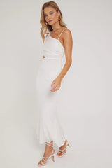 Perfect Stranger Golden Hour Textured Midi Dress White