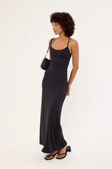 Luck & Trouble Arli Lace Up Back Maxi Dress Black