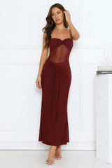 Can’t Get Enough Strapless Maxi Dress Burgundy