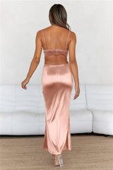 Sunset Views Satin Midi Dress Brown