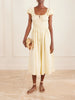 Quinn smocked organic cotton-poplin midi dress