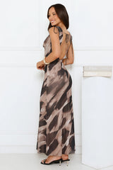 Soft Glow Nights Mesh Maxi Dress Brown