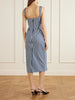 Striped ruched cotton-blend midi dress