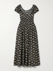 Quinley shirred floral-print organic cotton-voile midi dress