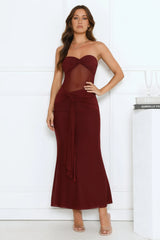 Can’t Get Enough Strapless Maxi Dress Burgundy