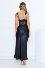 Runway Nights Satin Maxi Dress Navy
