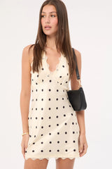 Lioness Stars Align Mini Dress Cream Polka
