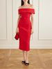 Precious off-the-shoulder belted crepe midi dress