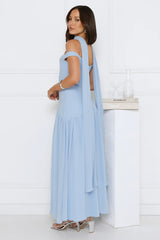 The Style Spotlight Off Shoulder Maxi Dress Blue