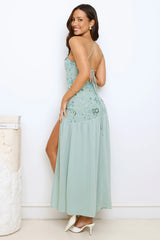 Love’s Secret Garden One Shoulder Maxi Dress Green
