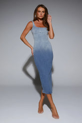DNM Denim Destination Midi Dress Blue