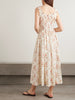 Emmaretta tie-detailed shirred floral-print organic cotton midi dress
