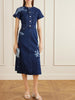 Floral-print denim midi dress