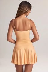 Modal Ruched A-Line Mini Dress in Peach