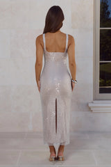 LUXE Spark Spell Midi Dress Silver