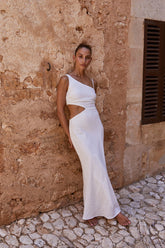 Perfect Stranger Golden Hour Textured Midi Dress White
