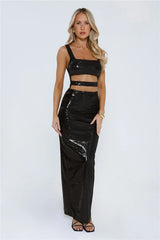 Shimmering Crown Sequin Maxi Dress Black