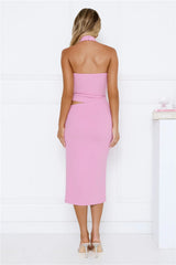 Trend Star Halter Midi Dress Pink