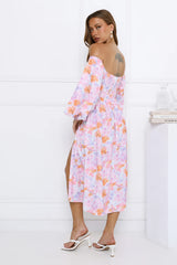 Floral Dream Puff Sleeve Midi Dress Multi