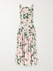 Floral-printed cotton-blend midi dress