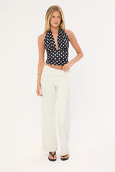 Luck & Trouble Connie Tie Low Rise Pant Cream