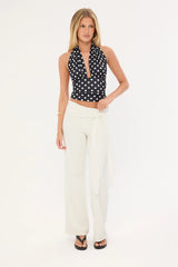 Luck & Trouble Connie Tie Low Rise Pant Cream