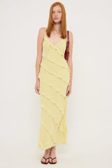 Luck & Trouble Chiffon Ruffle Maxi Dress Lemon