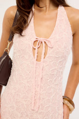 Luck & Trouble Skye Halter Midi Dress Pink