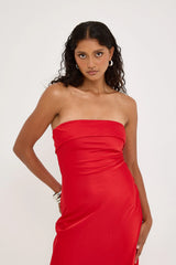 Perfect Stranger Carly Strapless Maxi Dress Red
