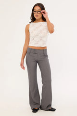 Luck & Trouble Carly Low Rise Boot Cut Pant Grey
