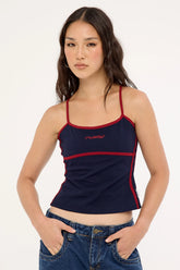 Rusty Freo King Fitted Top Navy Blue/Red