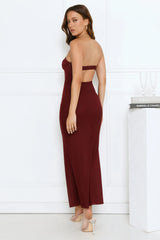 Can’t Get Enough Strapless Maxi Dress Burgundy