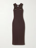 Embellished ribbed stretch-cotton midi dress