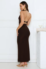 Midnight Élan Halter Maxi Dress Brown