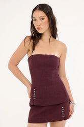 Perfect Stranger Stevie Linen Strapless Top Dark Choc