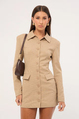 Lioness Cheri Mini Dress Tan Plaid